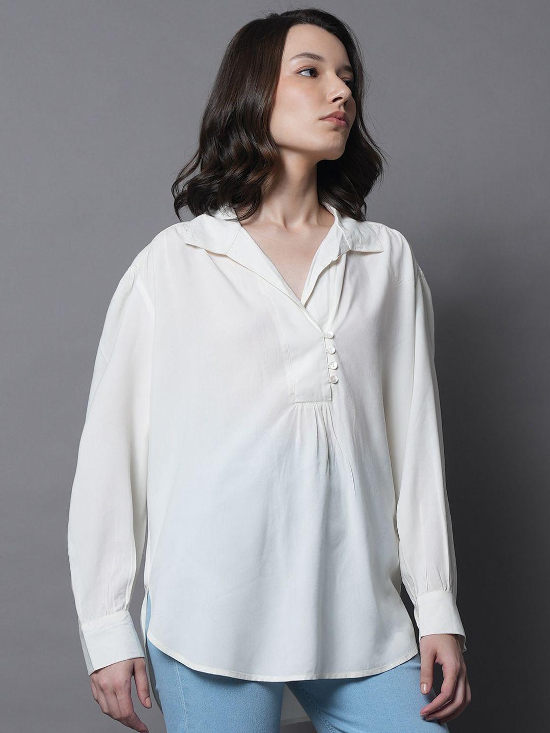 high star shirt collar cuffed sleeves cotton shirt style top