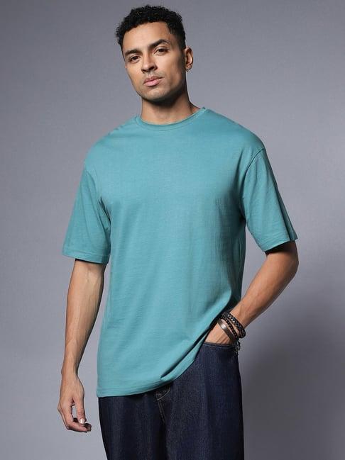 high star turquoise relaxed fit cotton crew t-shirt