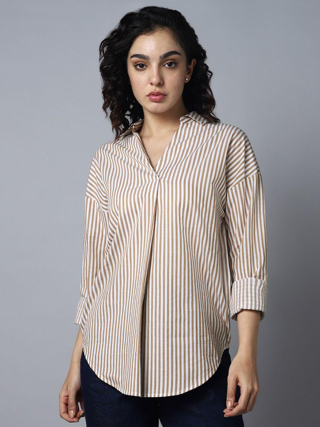 high star vertical striped pure cotton shirt style top