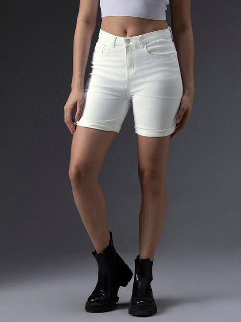 high star white cotton regular fit shorts