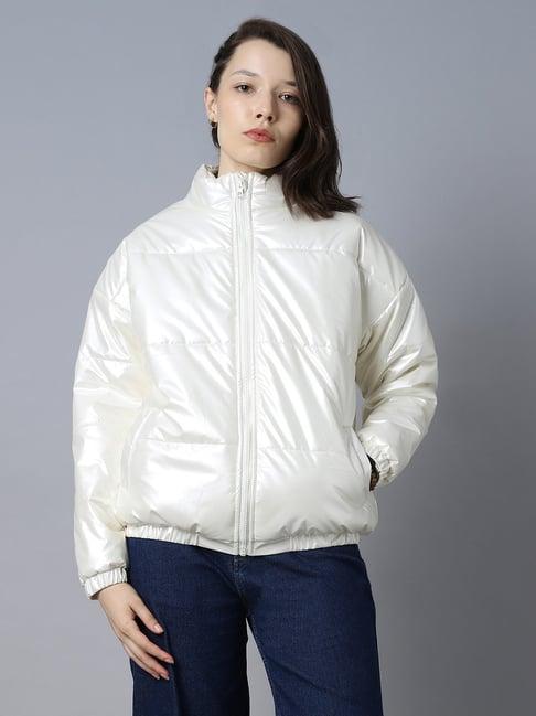 high star white regular fit puffer jacket