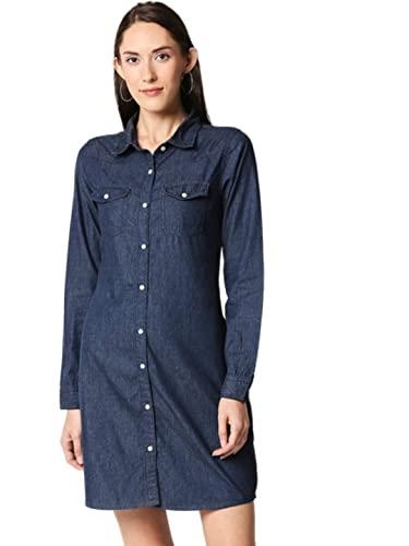 high star women's cotton mini shirt dress (wddrs869_blue