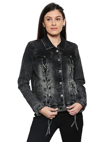 high star women's grey faded stretchable denim jacket (s)