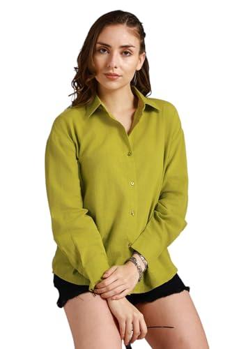 high star women's oversized fit shirt (hswshw23003fk_gn_green