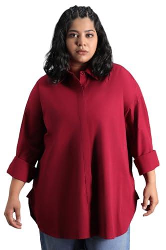 high star women's solid classic fit shirt (hswshs24f21_rd_red