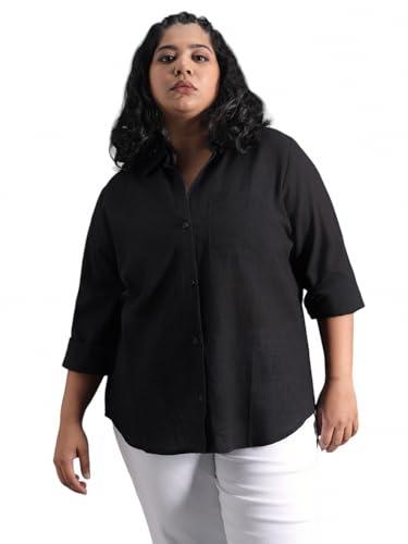 high star women's solid classic fit shirt (hswshw23509p_bk_jet black