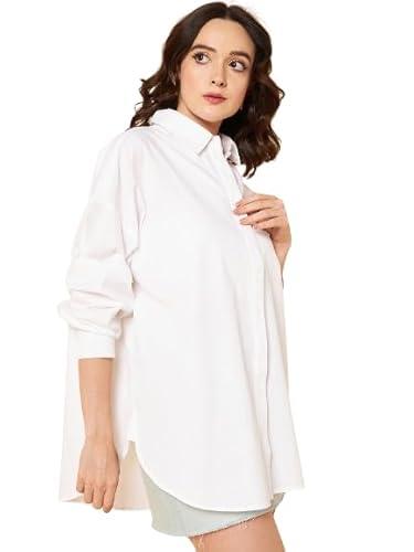 high star women's solid oversized shirts (hswshs23001_wh_m_white m)