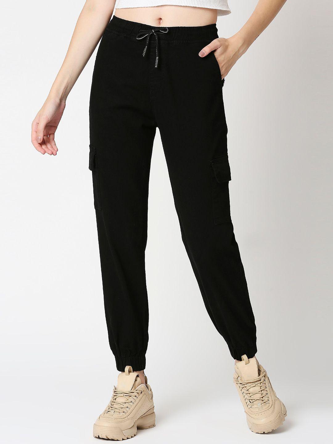 high star women black jogger high-rise jeans