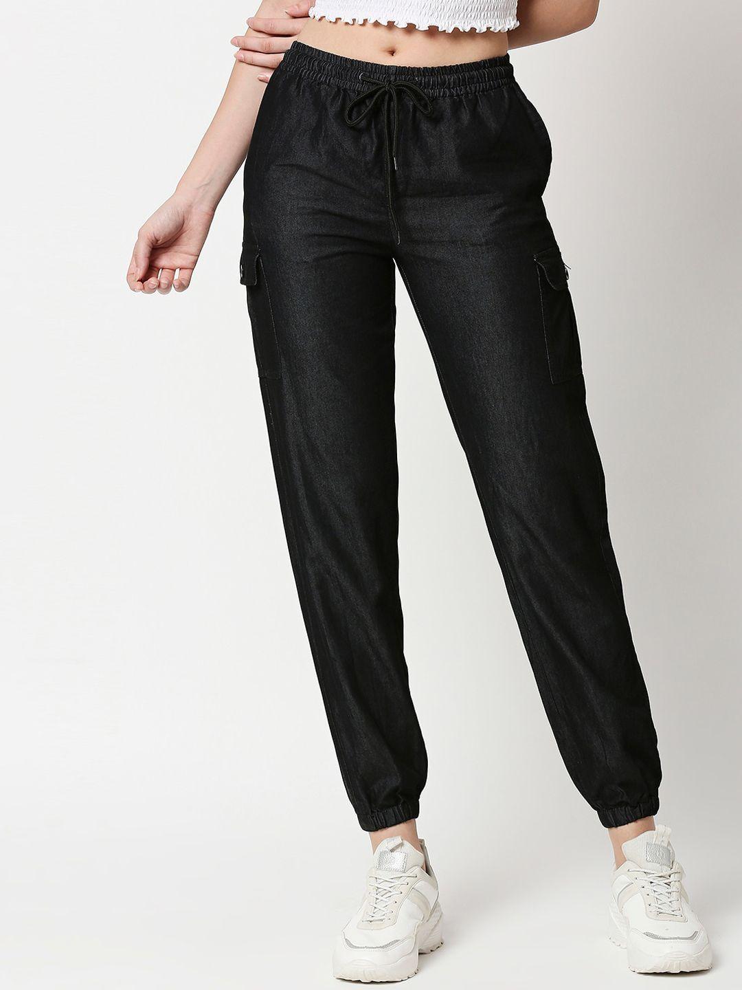 high star women black jogger high-rise jeans