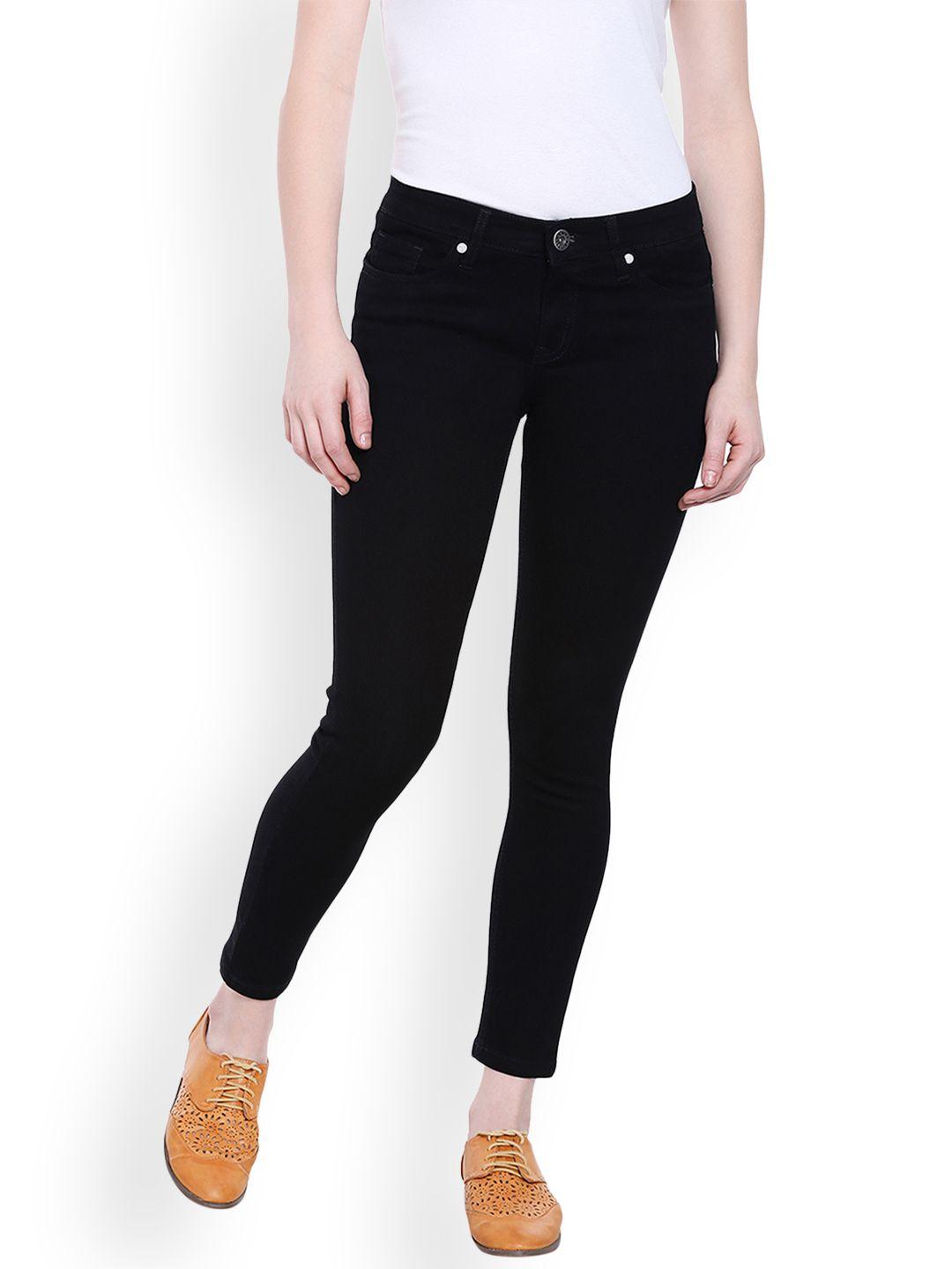 high star women black slim fit mid-rise clean look stretchable jeans