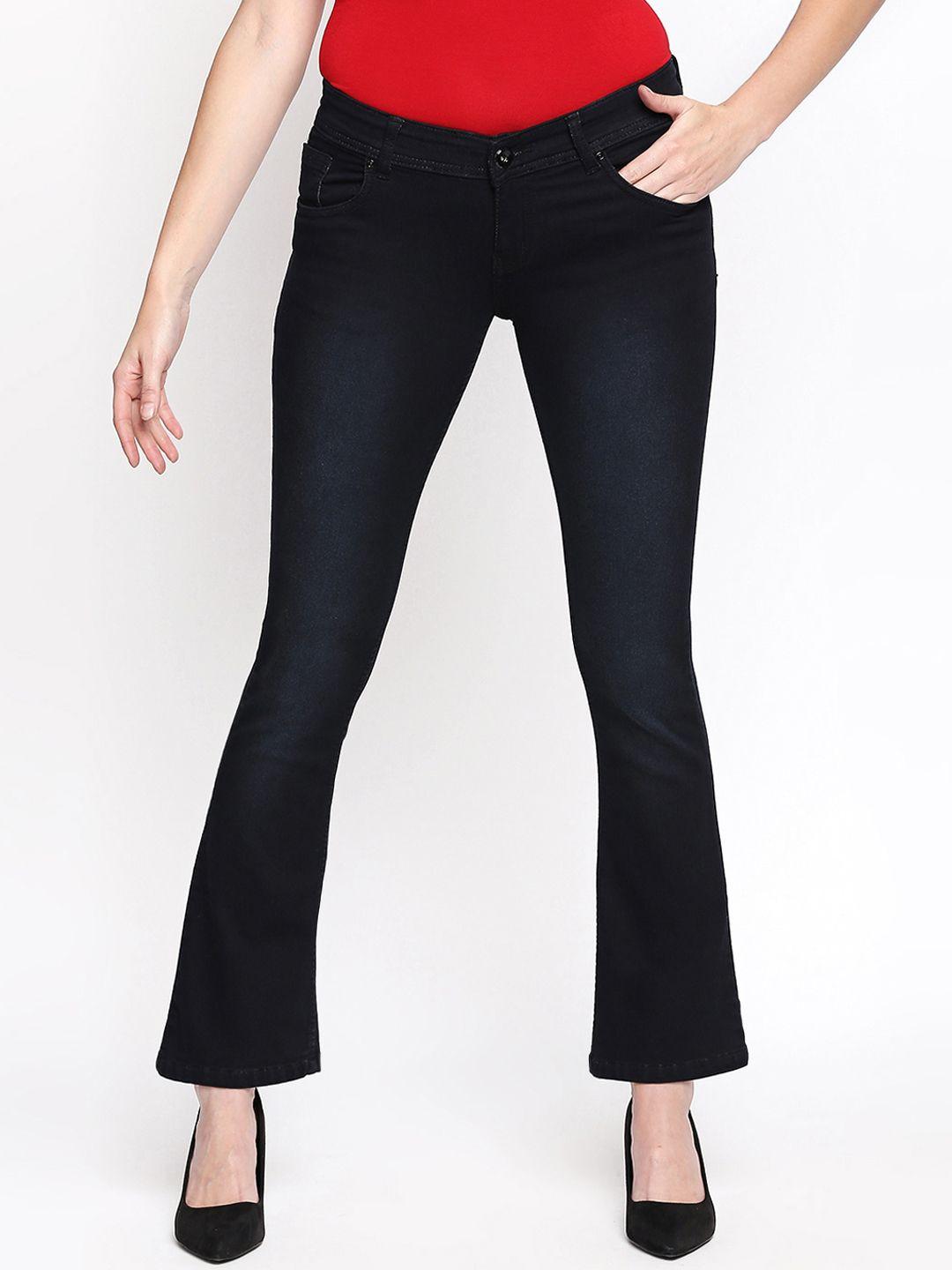 high star women black slim fit mid-rise clean look stretchable jeans