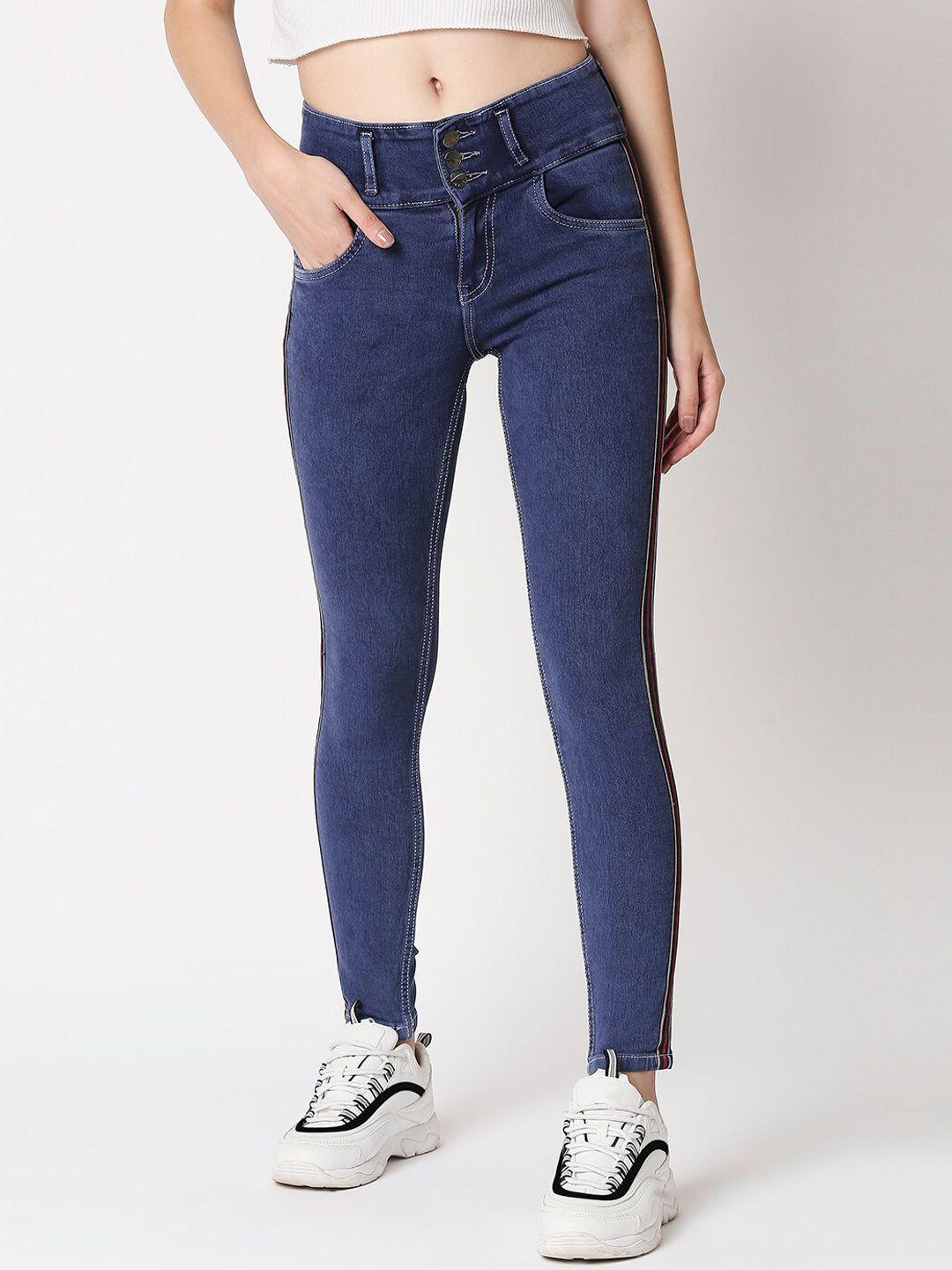 high star women blue slim fit high-rise jeans