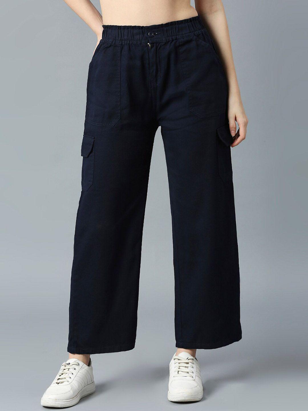 high star women denim flared high-rise parallel trousers