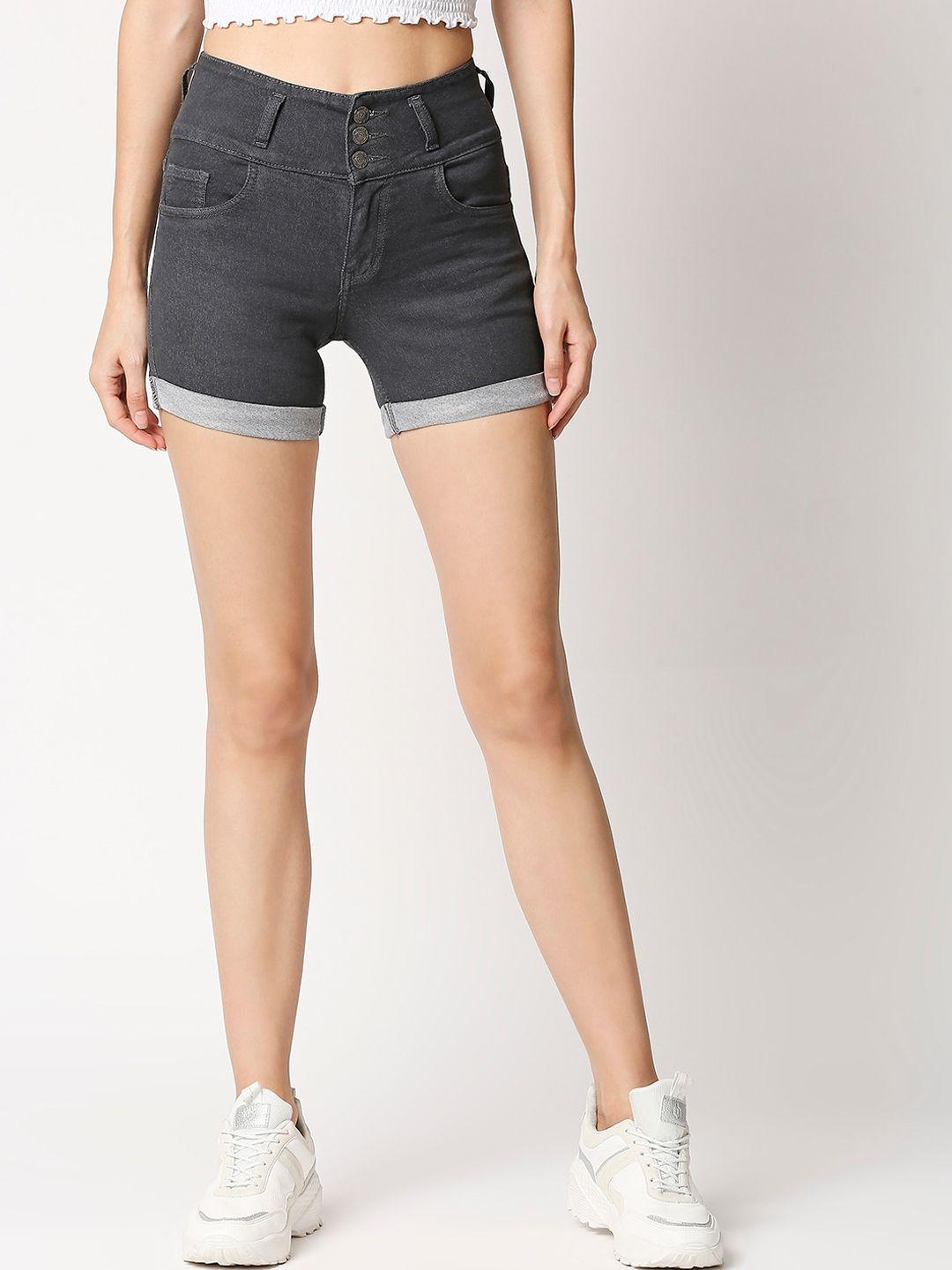 high star women high-rise denim shorts