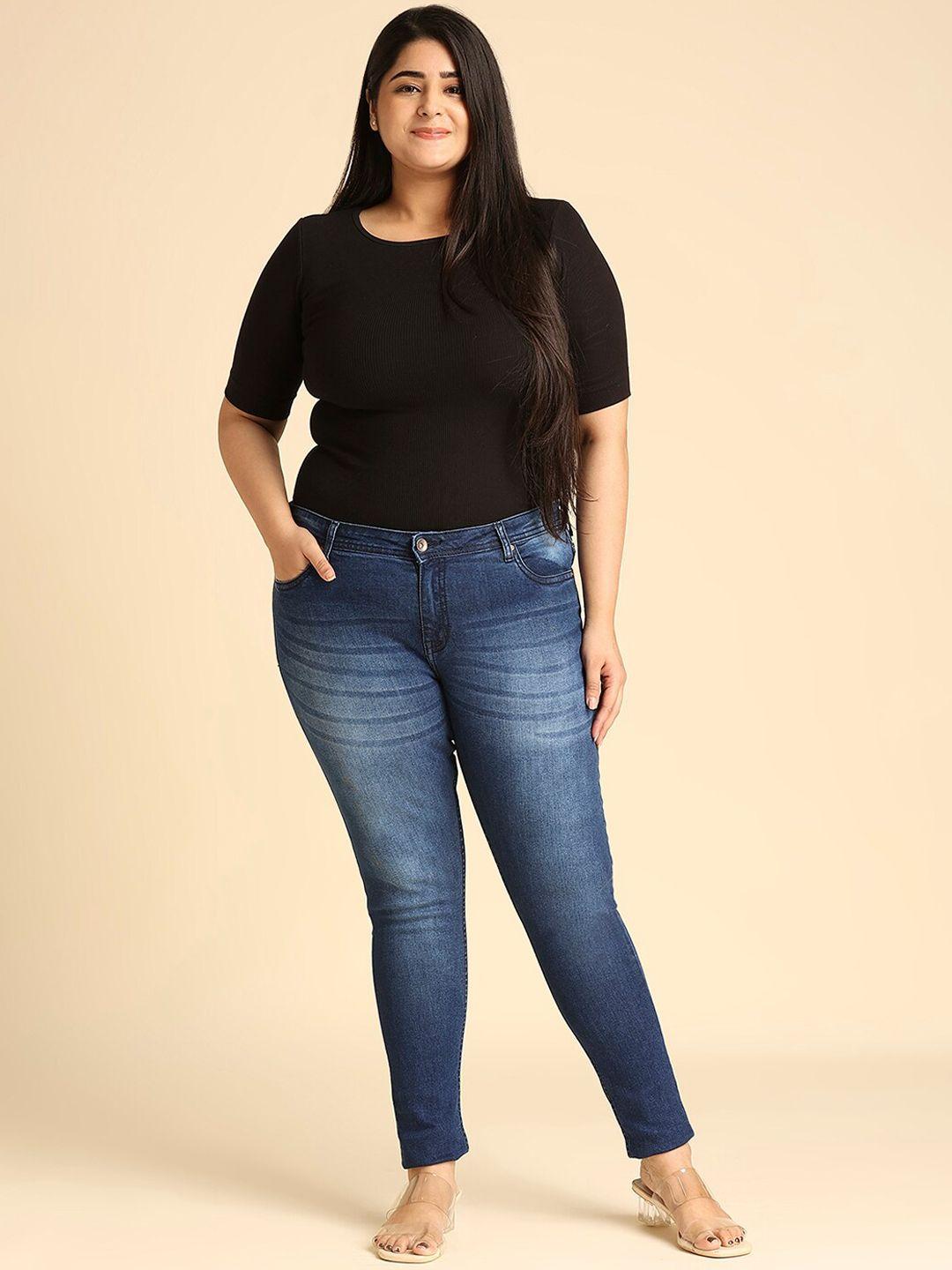 high star women plus size blue slim fit heavy fade stretchable jeans