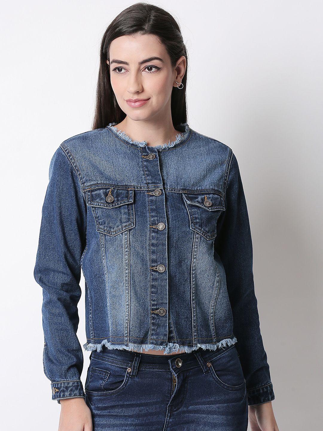 high star women solid denim jacket jacket