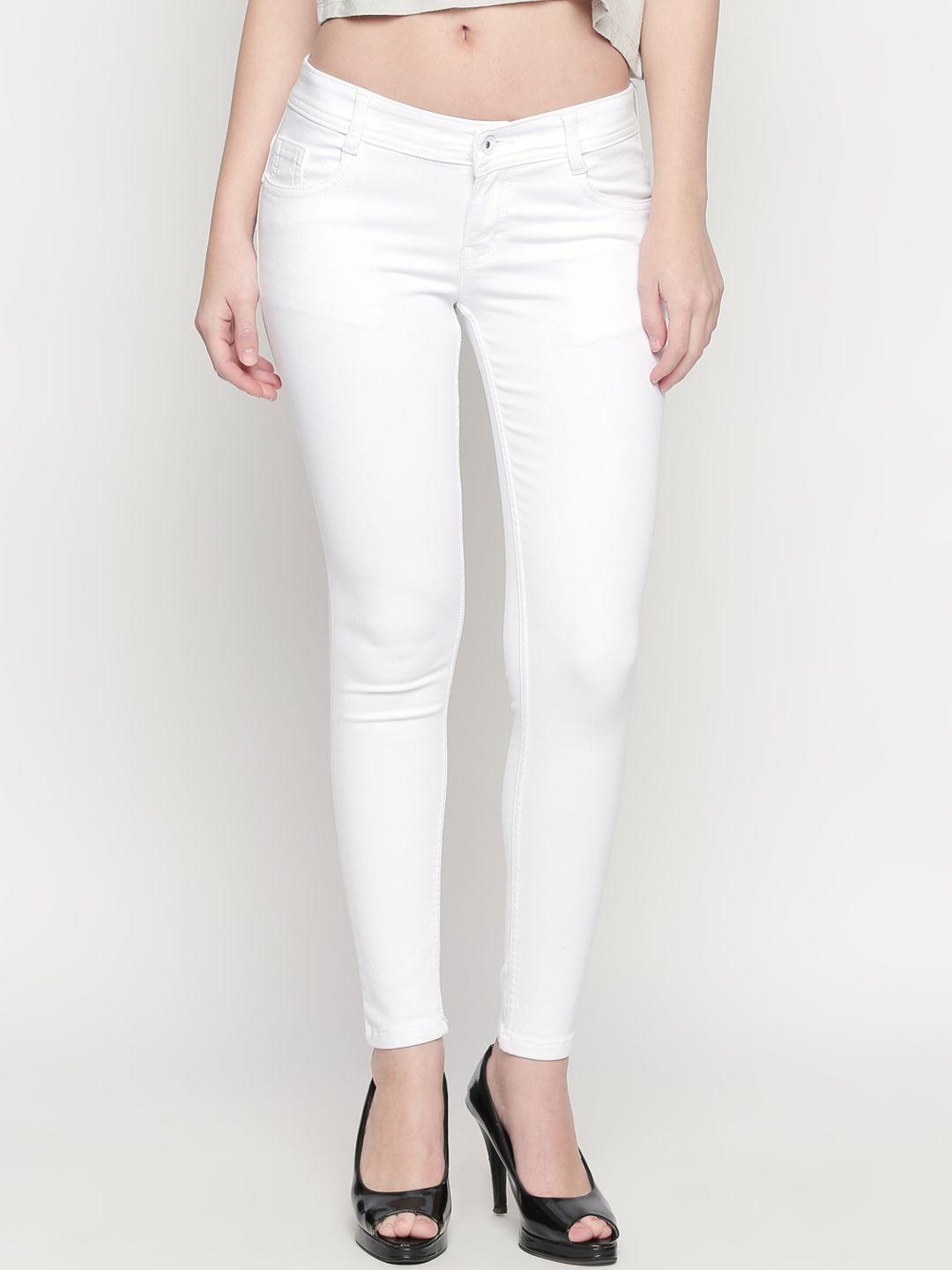 high star women white slim fit high-rise clean look stretchable jeans