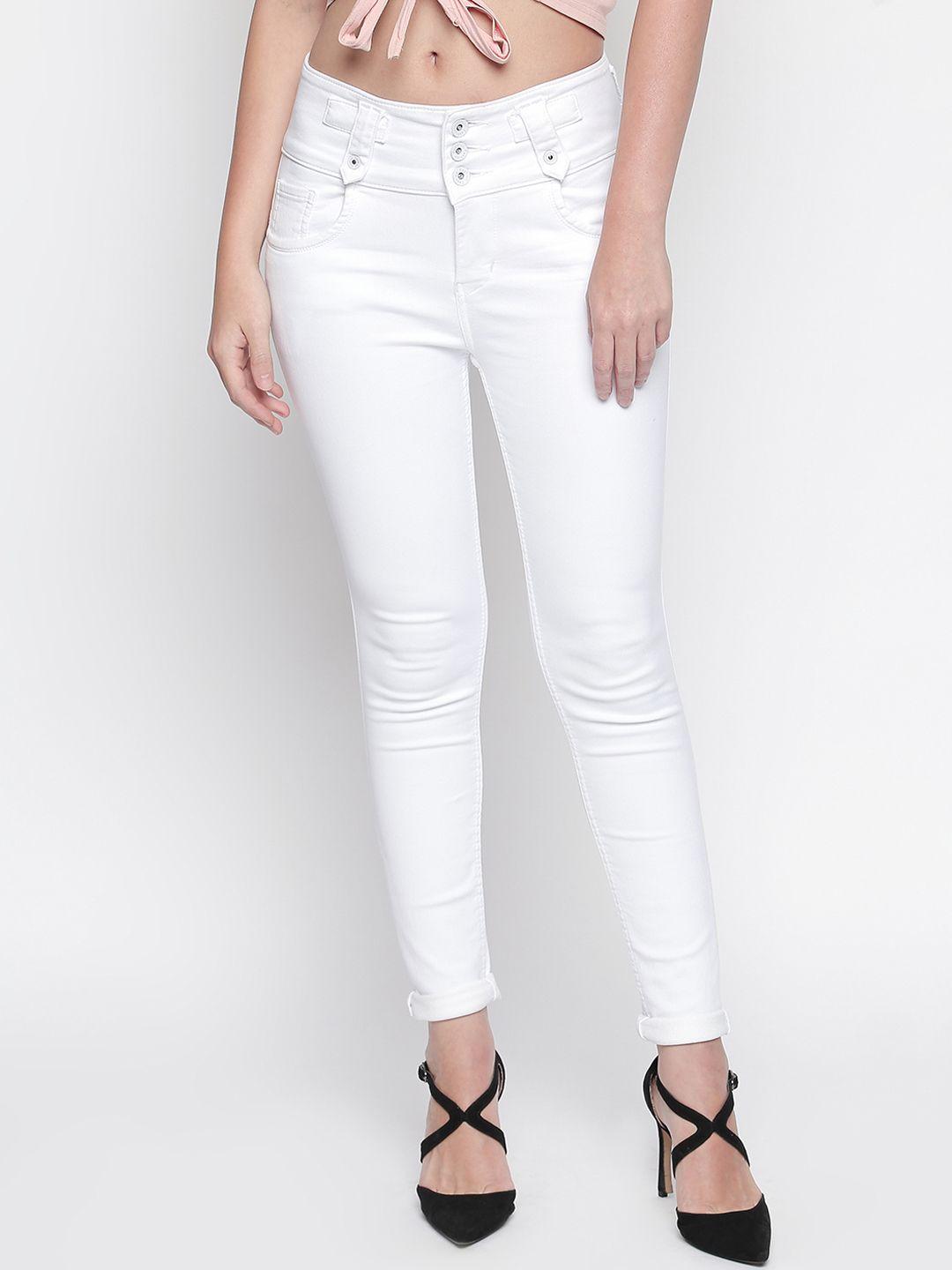 high star women white slim fit high-rise clean look stretchable jeans