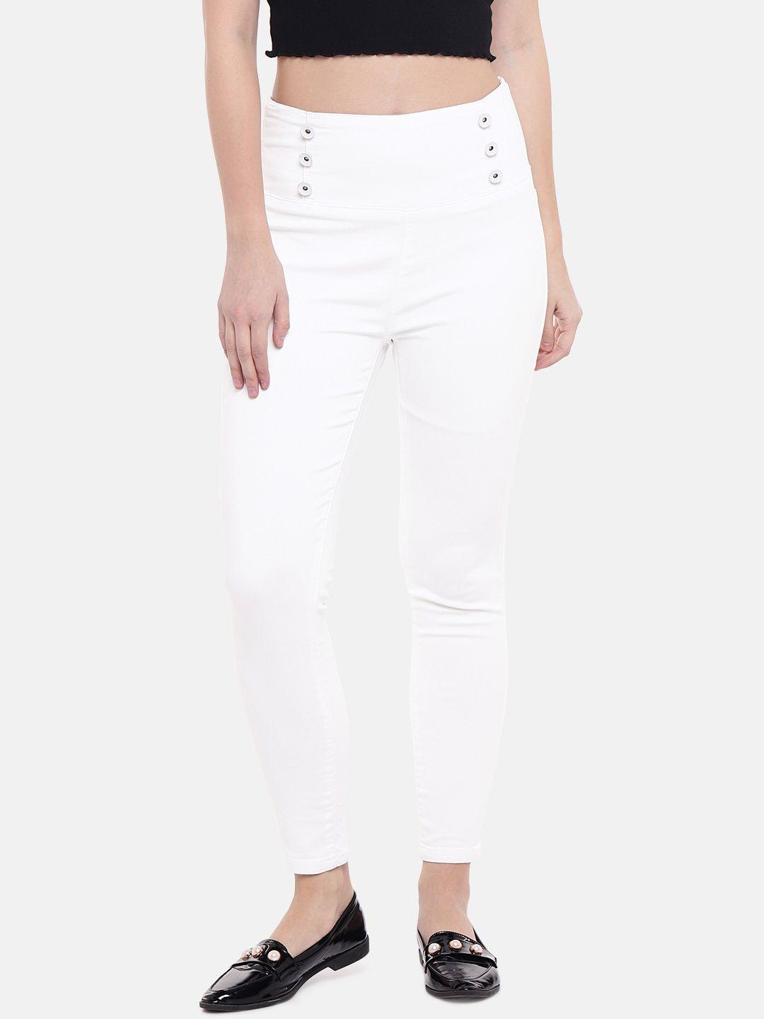 high star women white solid jeggings