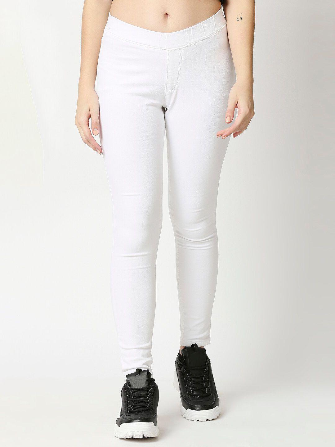 high star women white solid slim-fit denim jeggings