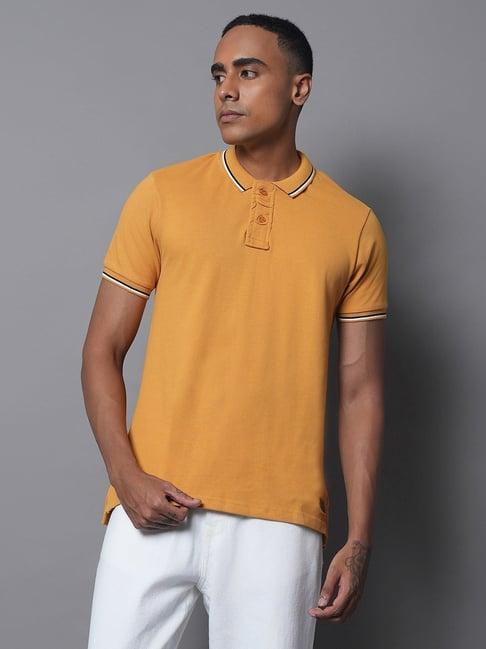 high star yellow cotton relaxed fit polo t-shirt