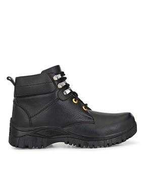 high-top panelled lace-up boots