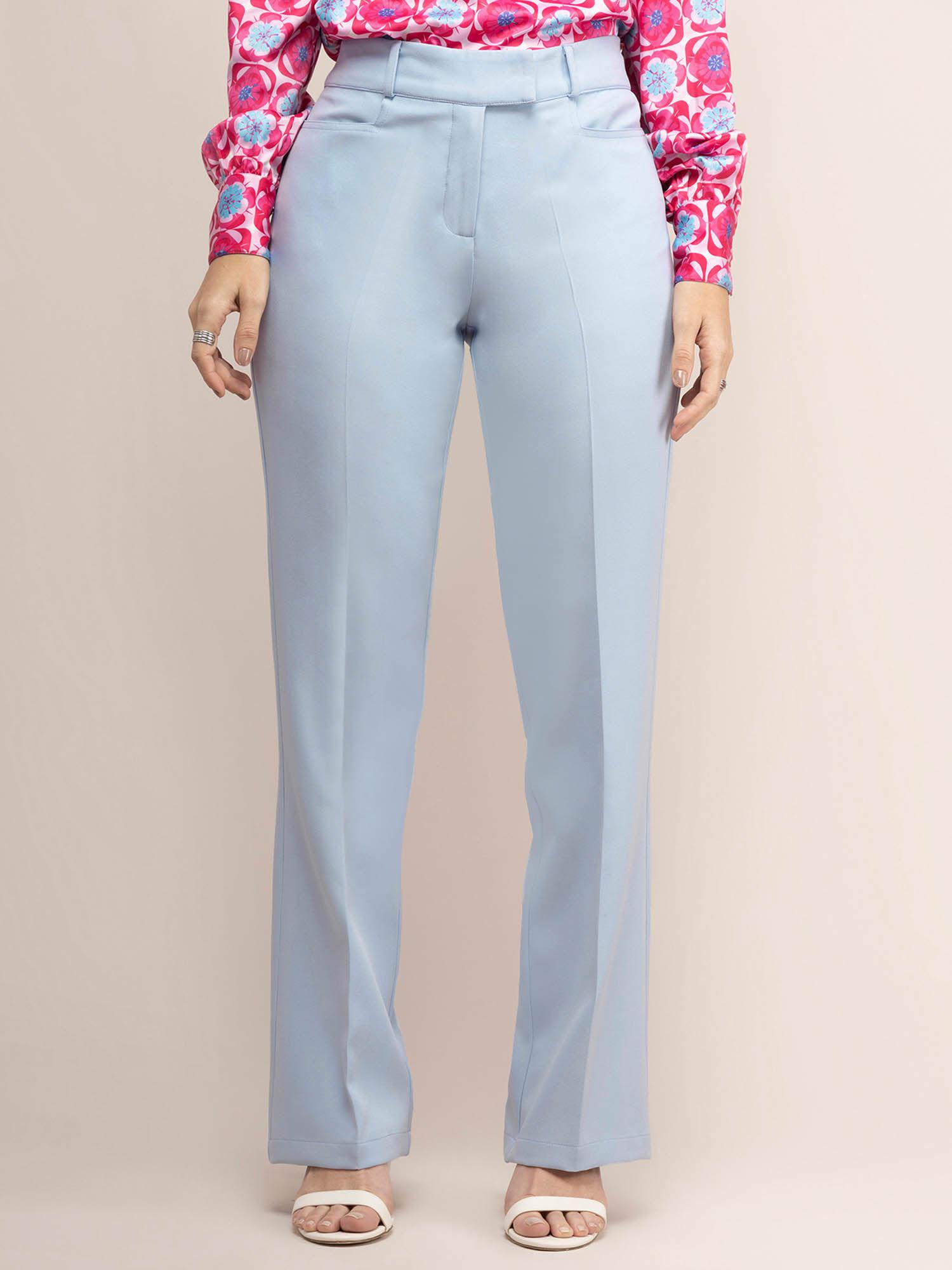 high waist bootcut trousers - light blue