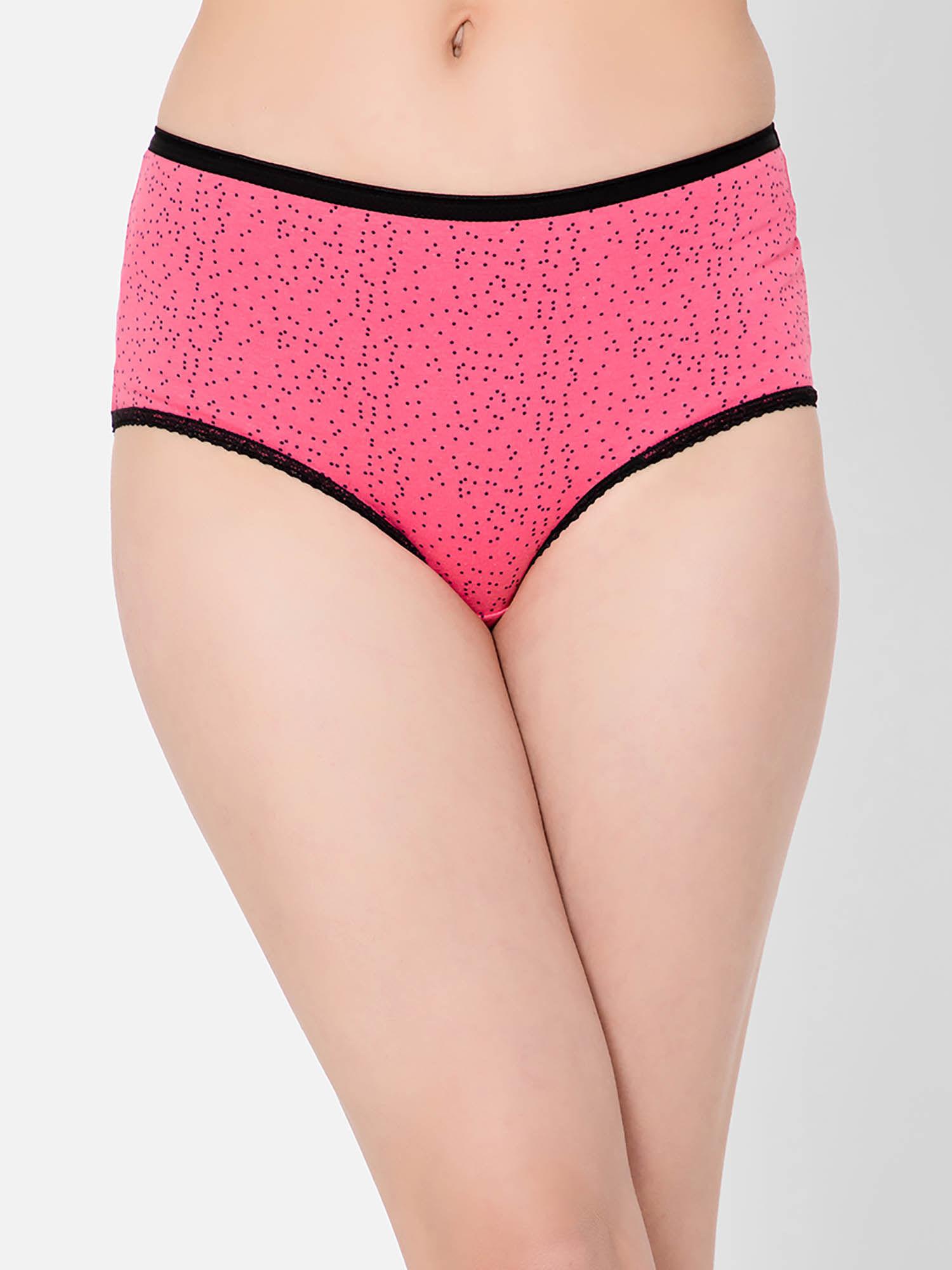 high waist dot print hipster panty in bubblegum pink - cotton