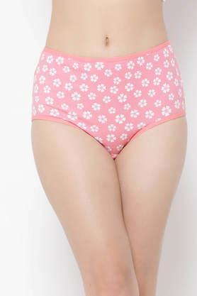 high waist floral print hipster panty in baby pink - cotton - pink