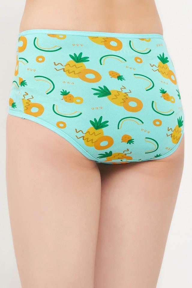 high waist fruit print hipster panty in sky blue - cotton