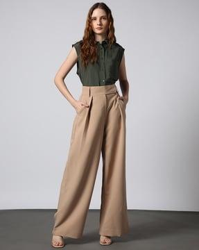 high-waist pleated trousers