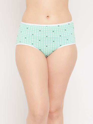 high waist polka dot hipster panty in cyan cotton green