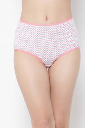 high waist printed hipster panty in white - cotton - white