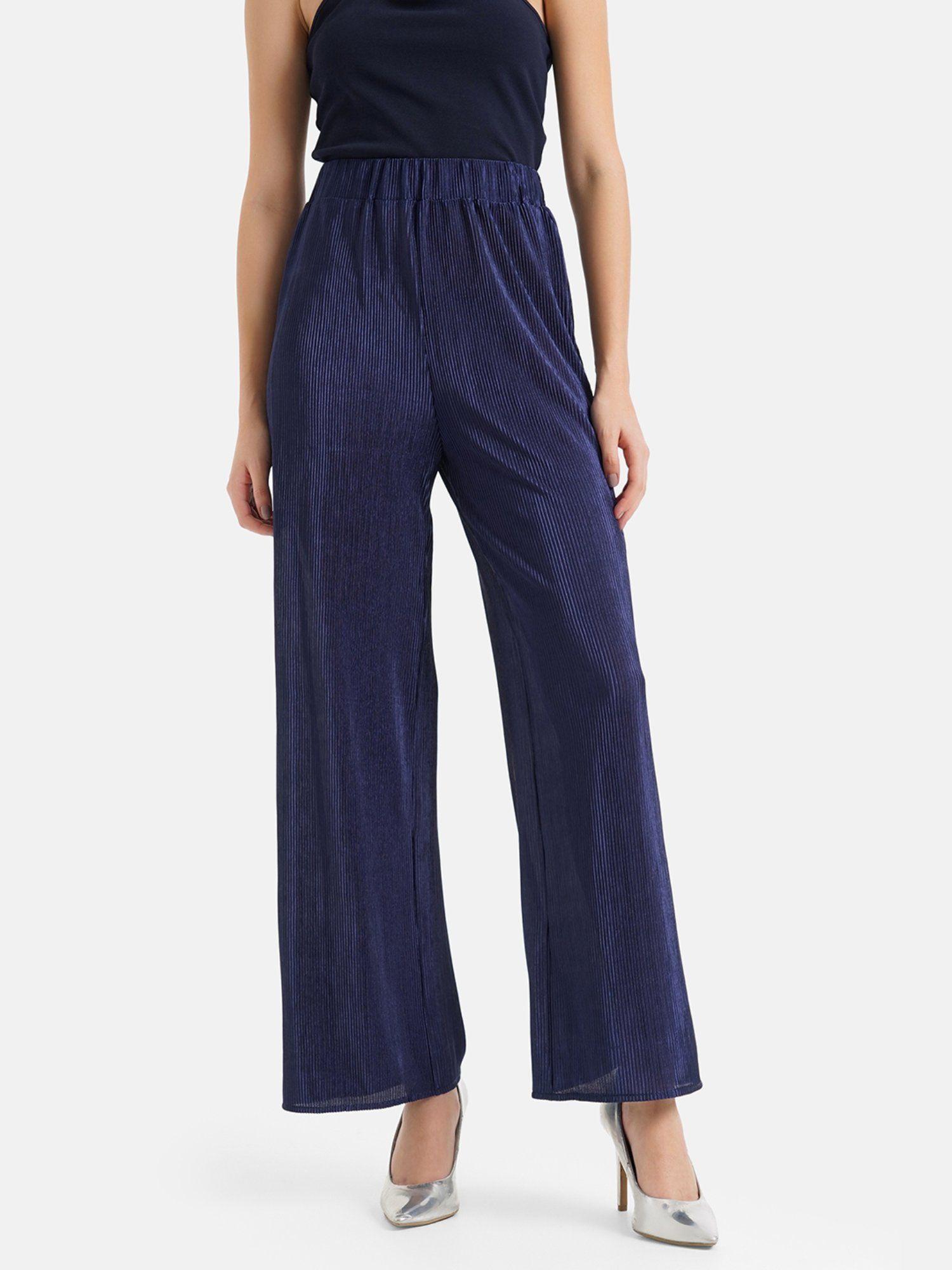 high waist ribbed loose fit trousers