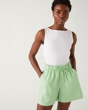 high-waist shorts with insert pockets