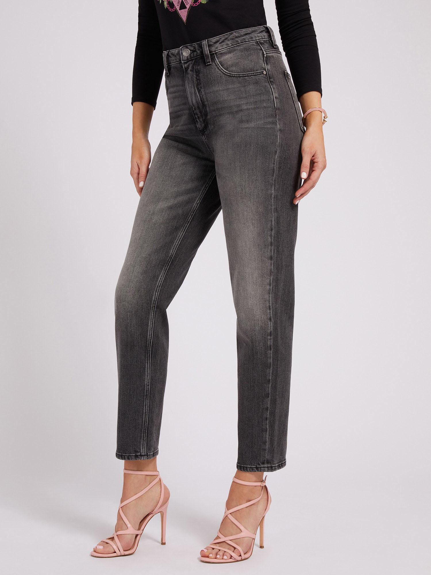 high waist tapered fit denim jeans (mom jean)