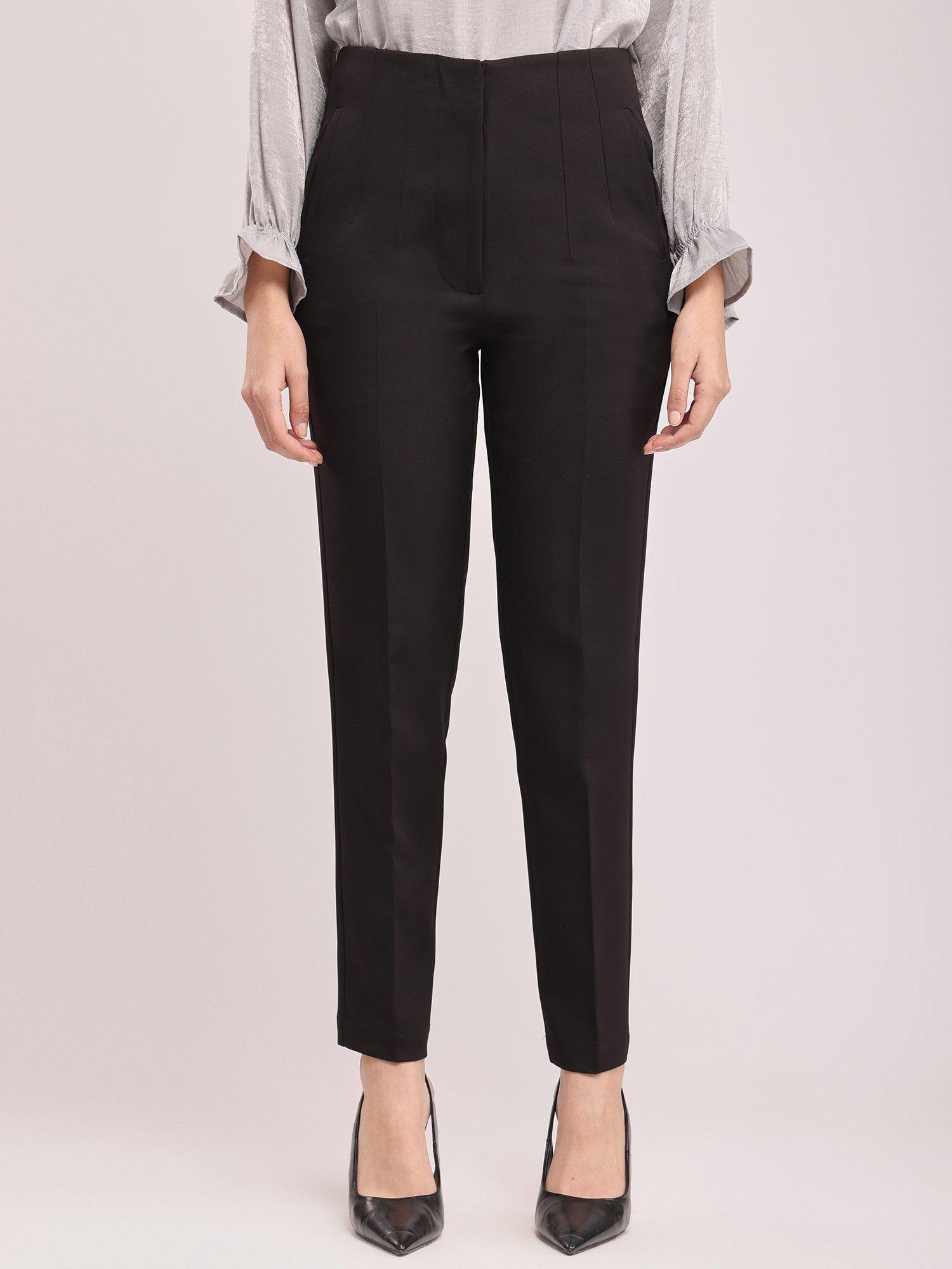 high waist trousers - black