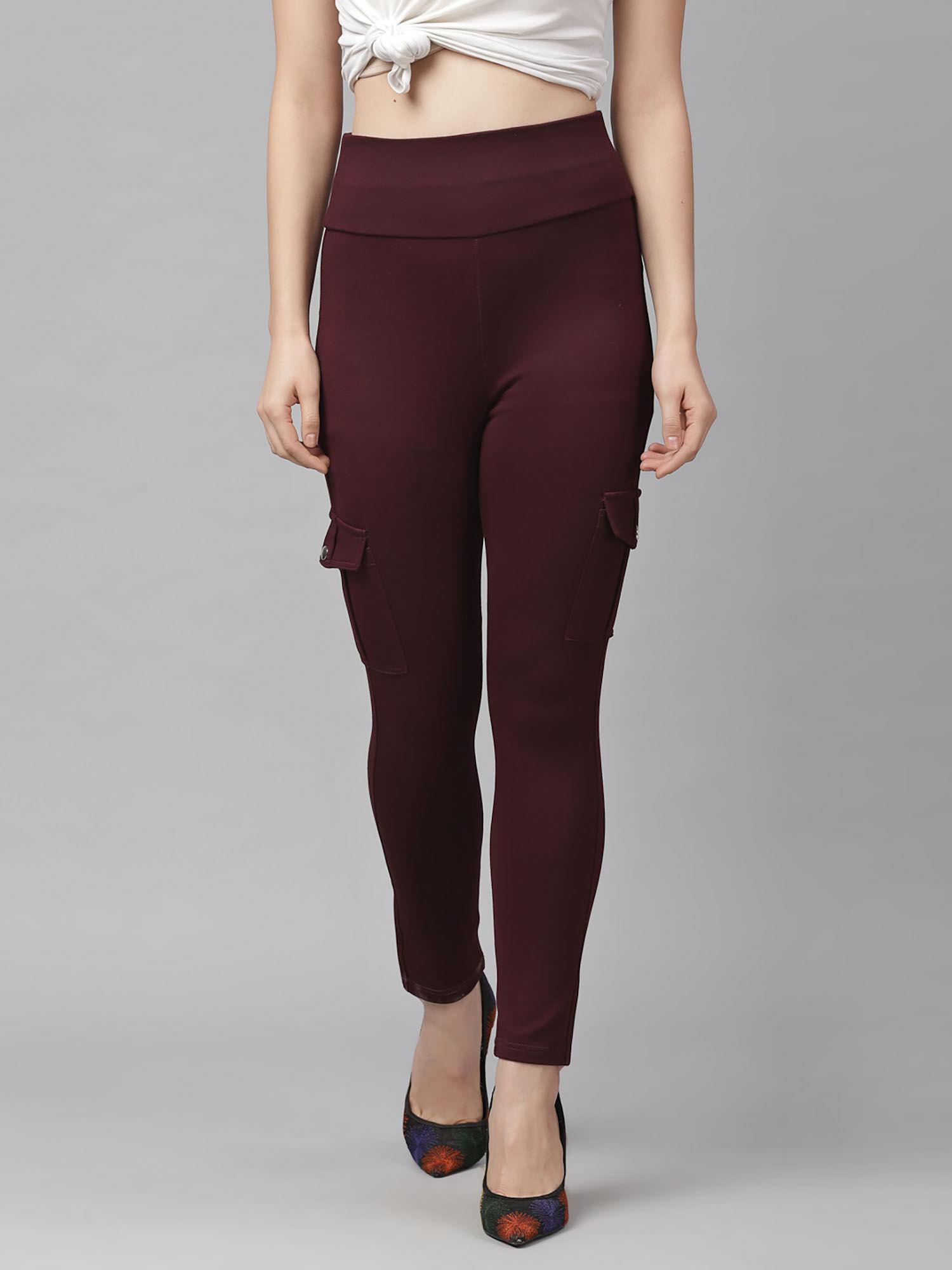 high waisted maroon trouser