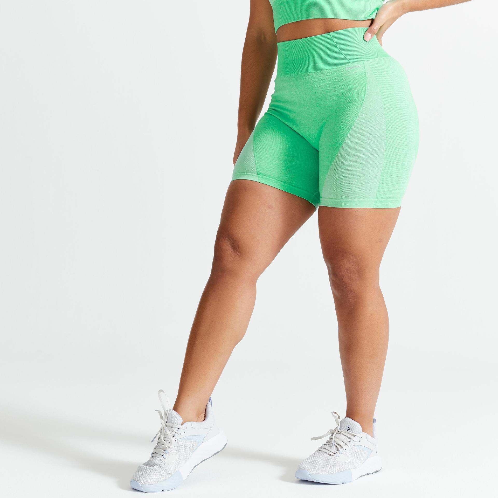 high-waisted seamless fitness cycling shorts - green