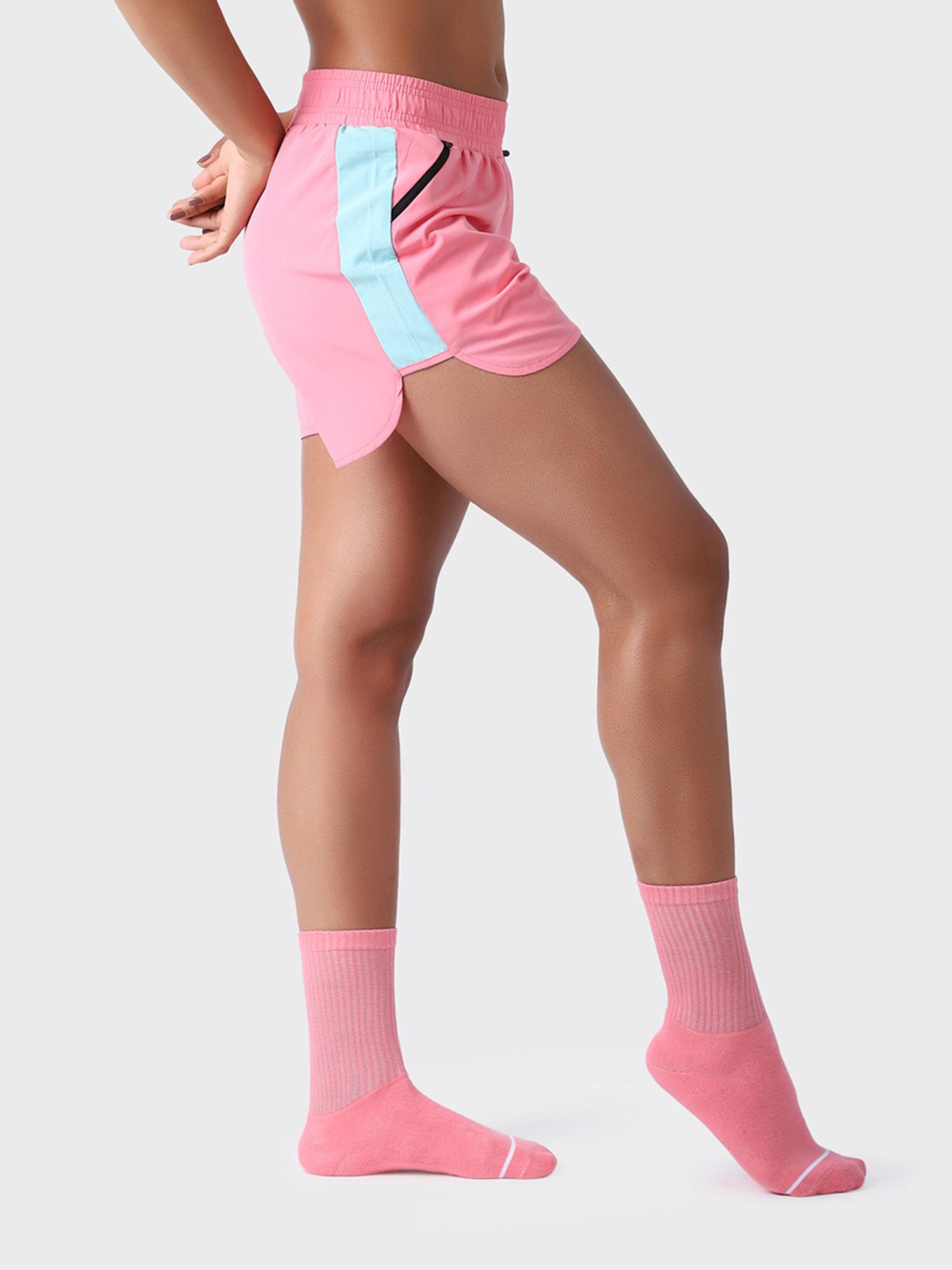 high waisted shorts with pockets & comfortable fit- pink