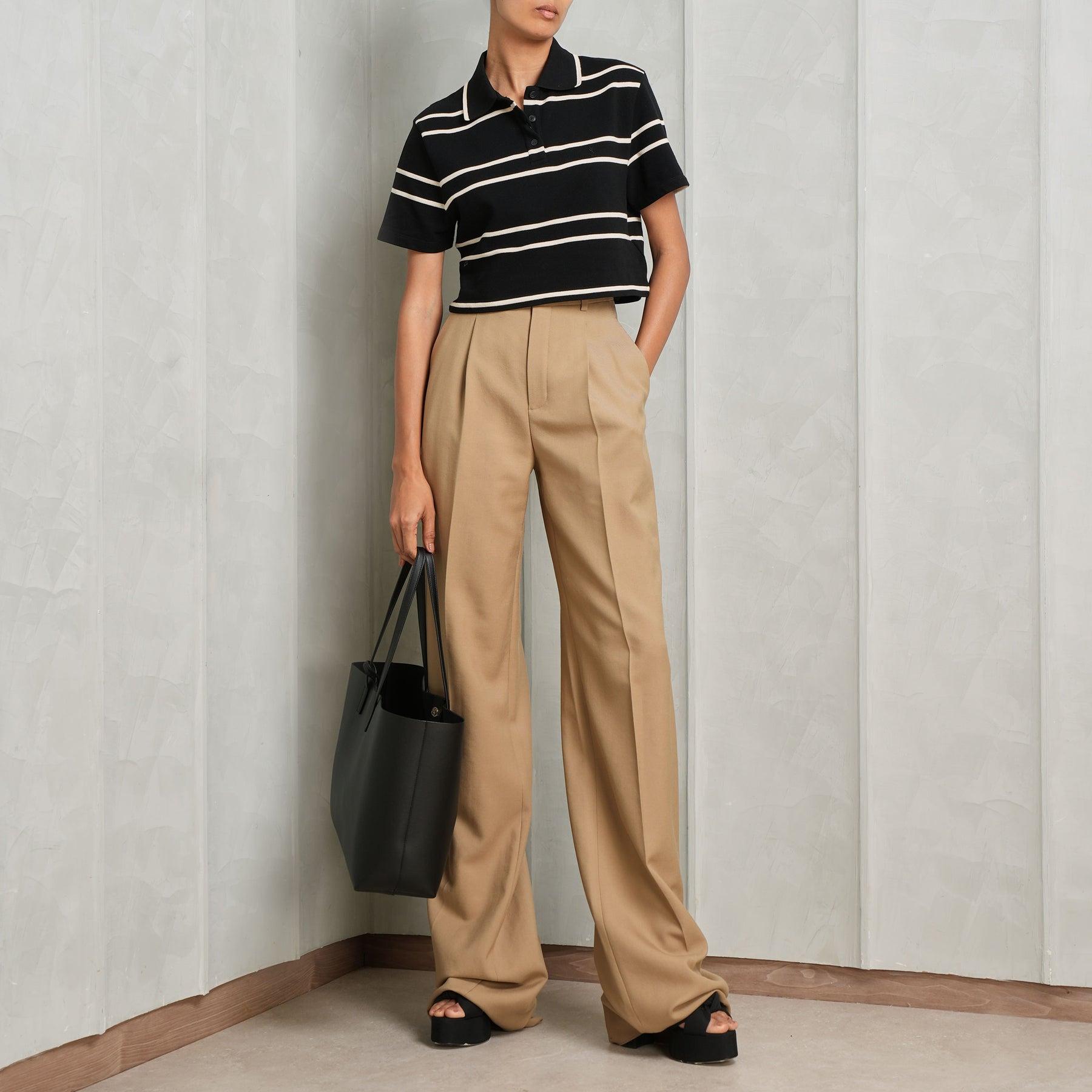 high-waisted trousers