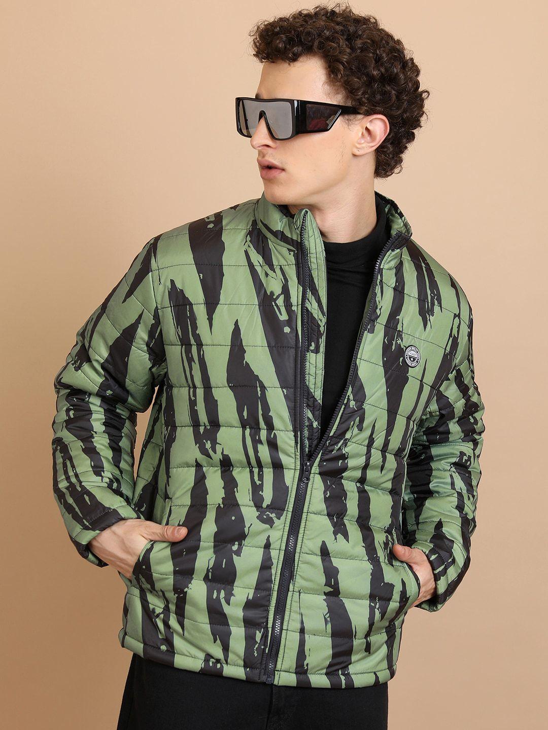 highlander abstract printed high neck regular fit padded jacket