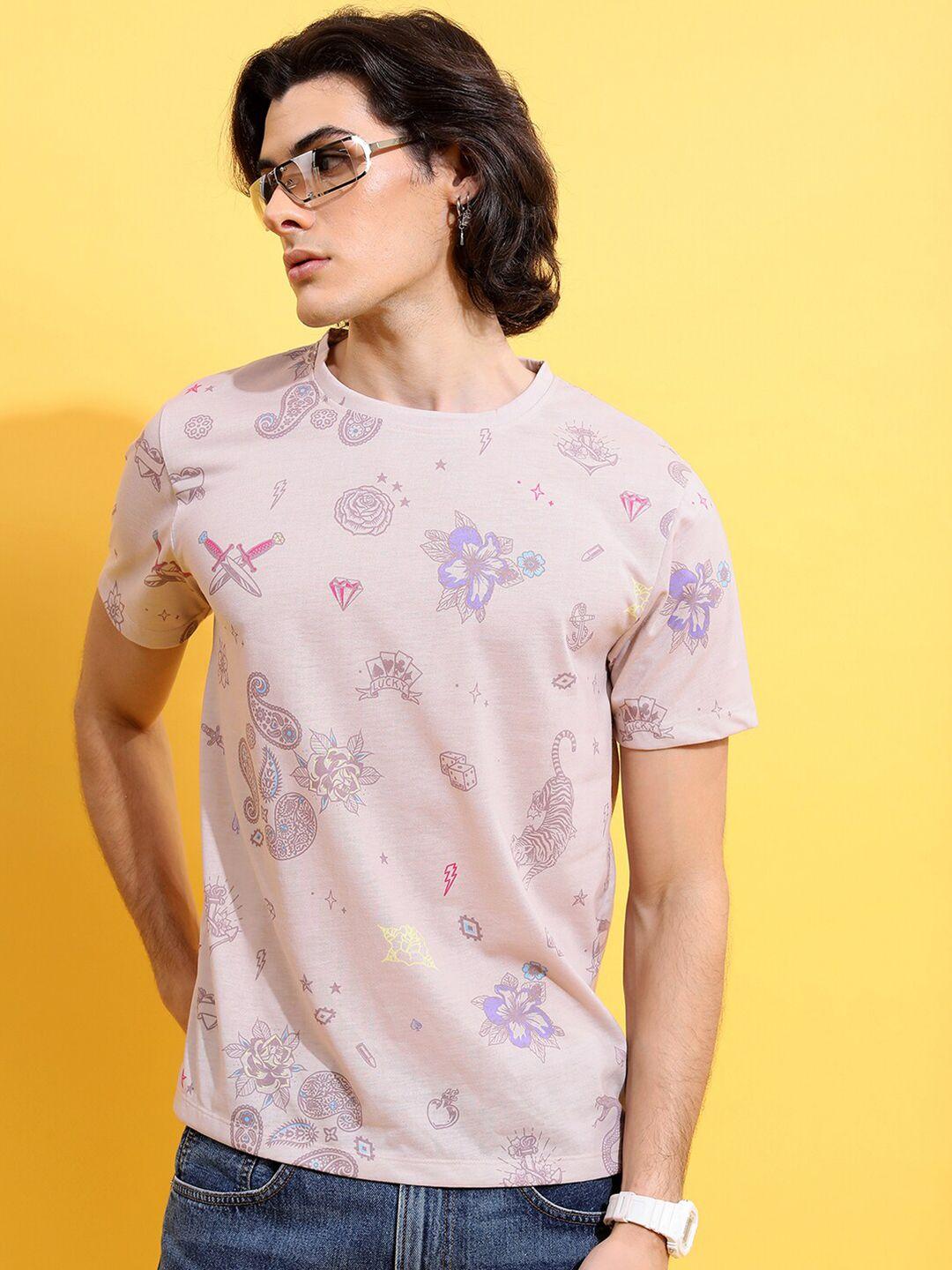 highlander beige floral printed t-shirt