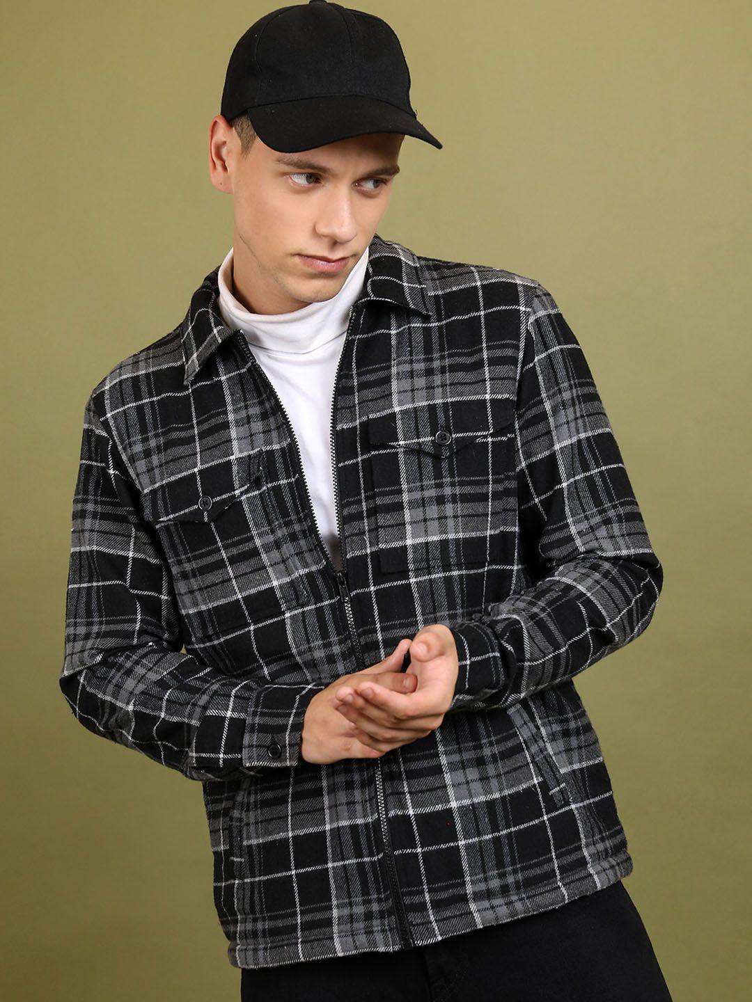 highlander checked open front flannel shirt