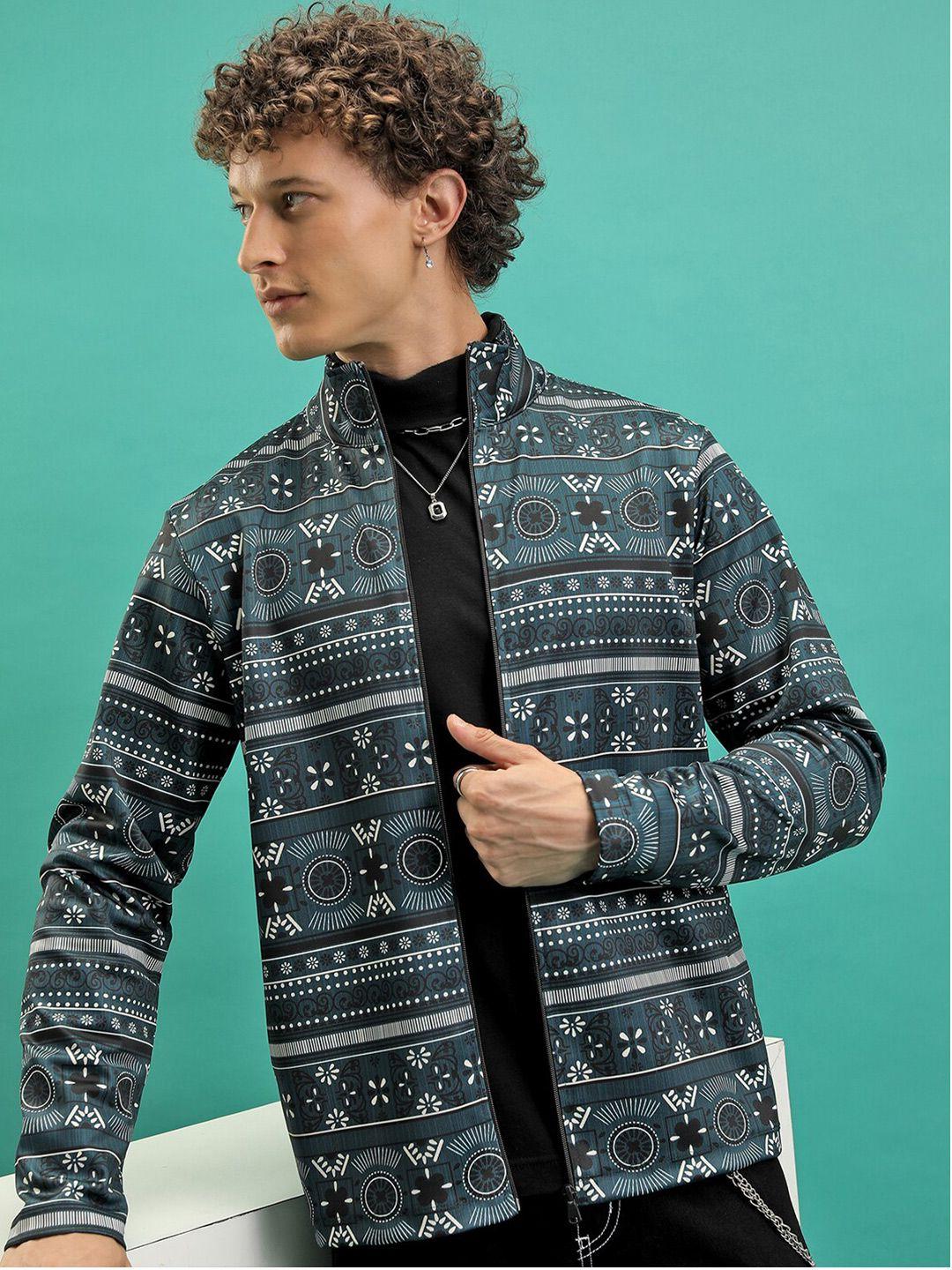 highlander graphic printed high neck full zip front-open sweatshirt