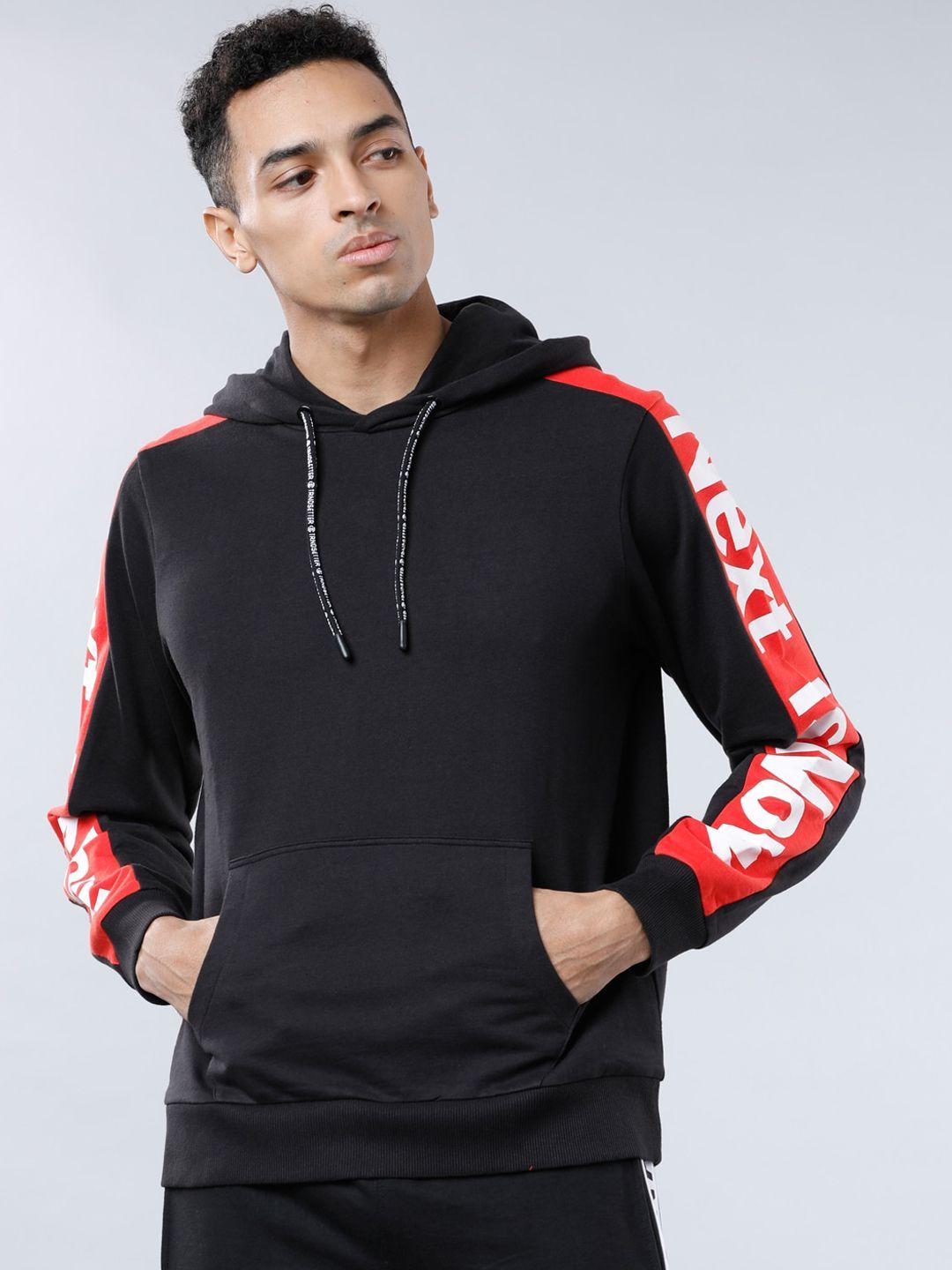 highlander men black & red printed hooded sweatshirt