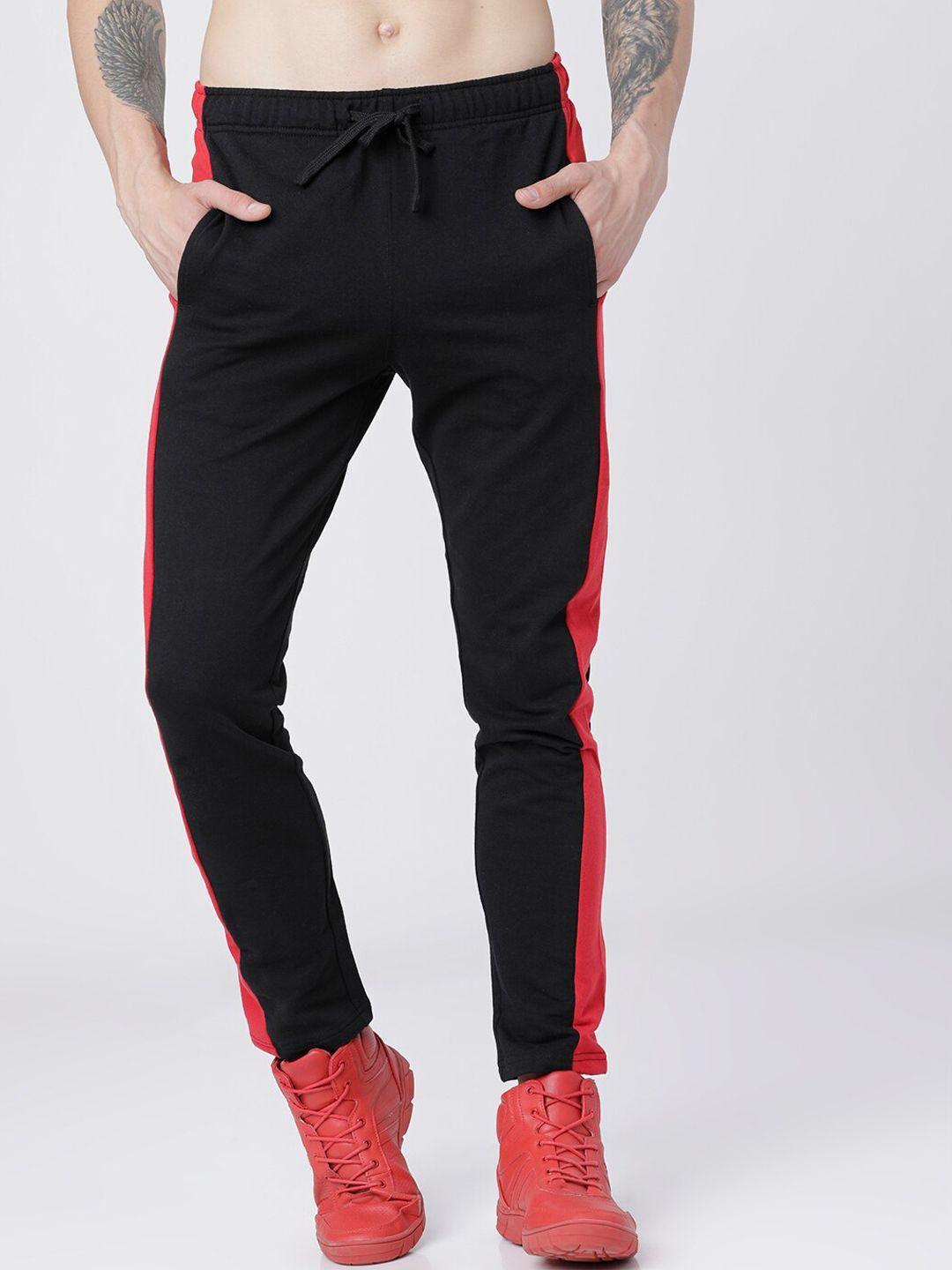 highlander men black colourblocked slim-fit track pants