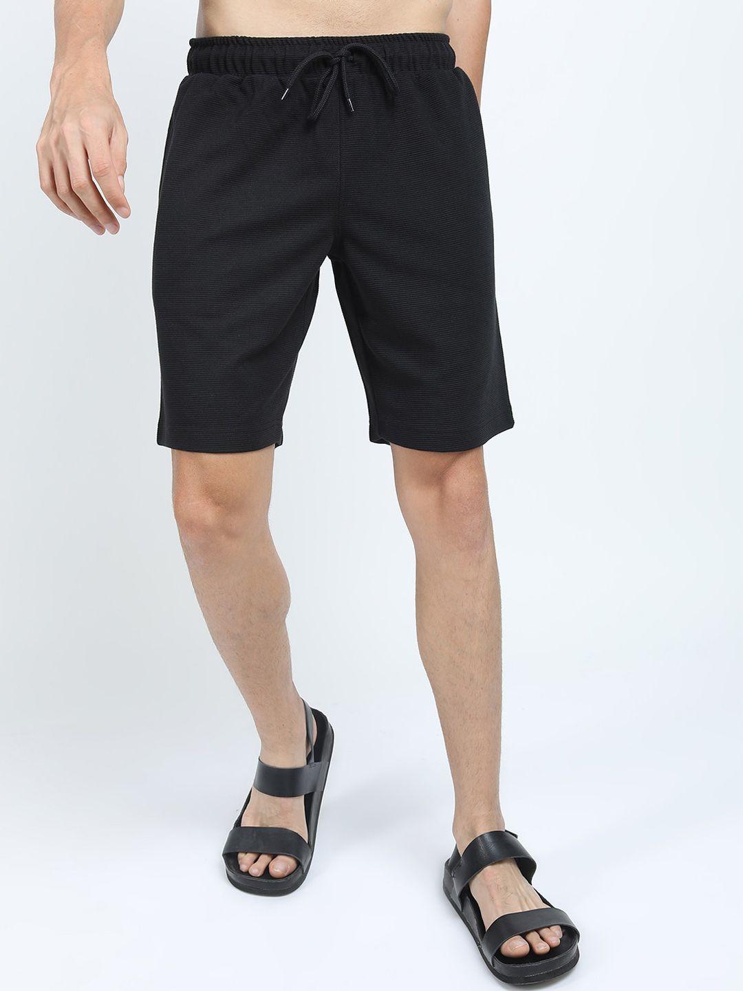 highlander men black knitted mid rise shorts