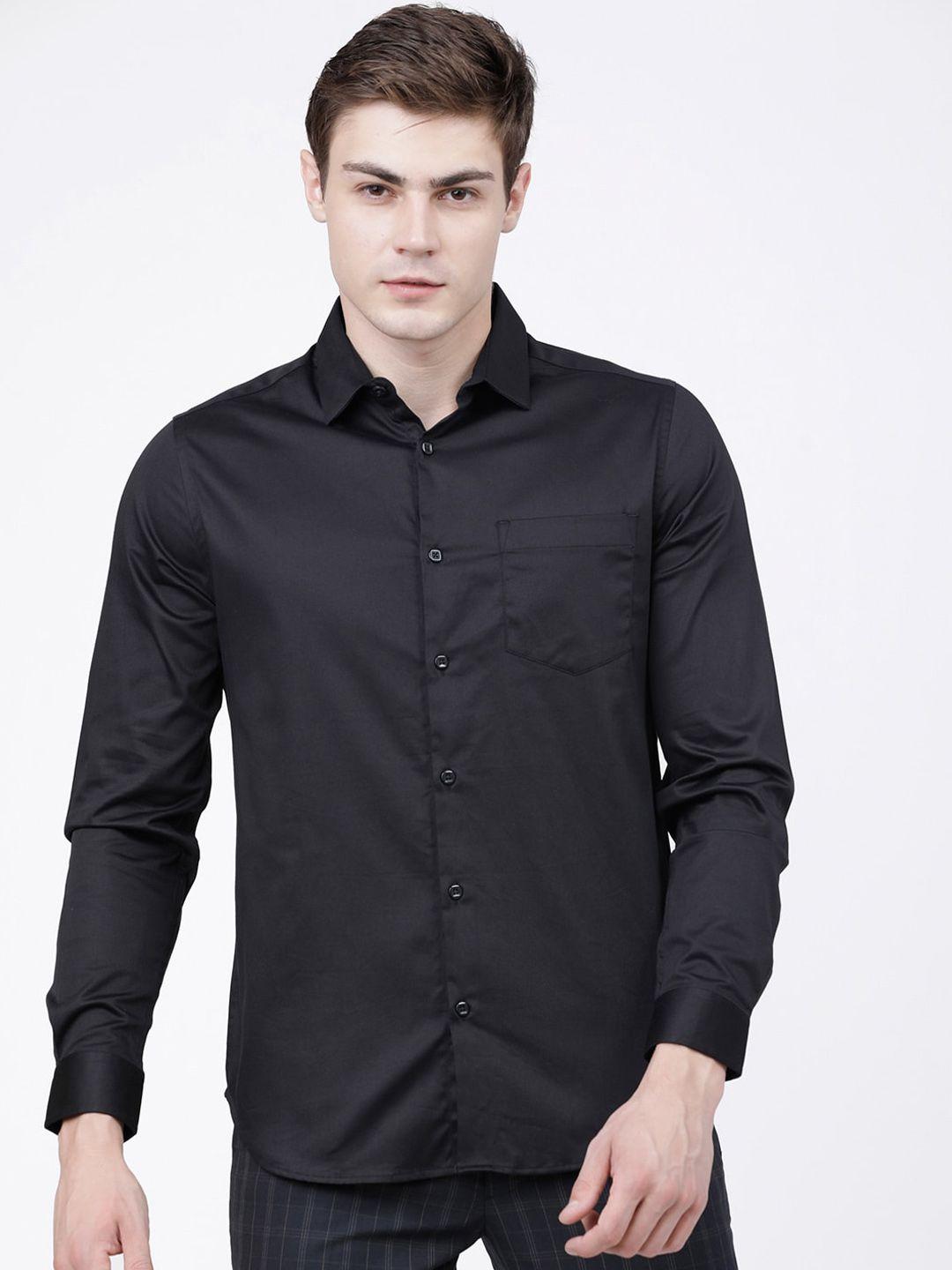 highlander men black slim fit casual shirt