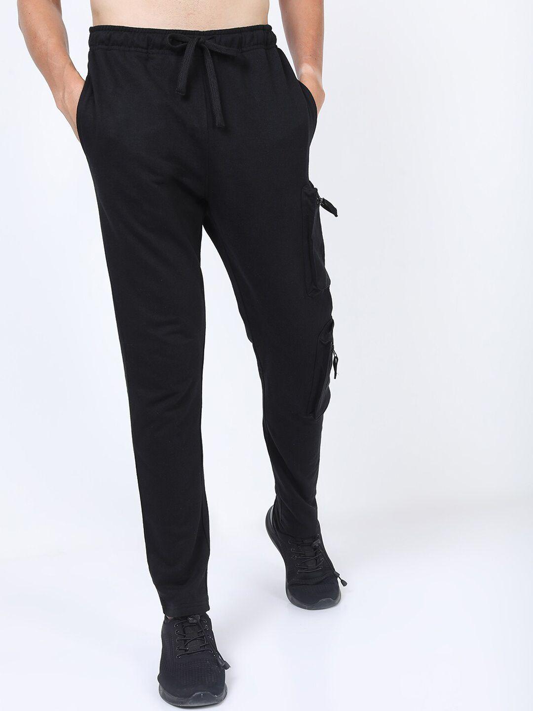 highlander men black solid slim-fit track pants